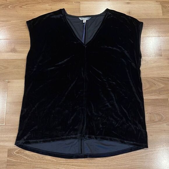 41Hawthorn Black Velour V Neck Blouse Medium - Picture 1 of 5